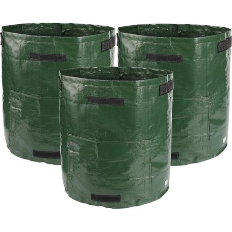 Lot de 3 Sacs à plantes Sac Culture Pomme de Terre Sacs de Culture sac de plantation Respirants pour Pommes de Terre, tomates, Carottes, oignons, Fleurs et légumes, 34 x 35 cm Vert (1/5)