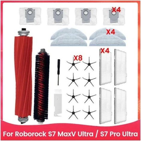 Pour aspirateur Roborock S7 MaxV Ultra / S7 Pro Ultra, brosse latérale principale, filtres HEPA, chiffon de nettoyage à poussière (1/5)