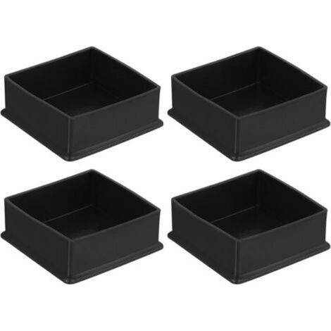 4 tapas cuadradas antideslizantes de PVC negras para patas de muebles, para tubos de 80x80 mm.
