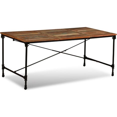 Table industrielle bois recomposé Vintale 180cm (1/3)