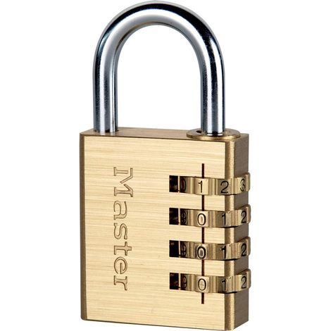 Master Lock 604EURD Lucchetto con Combinazione in Alluminio Massiccio con Finitura in Ottone, Oro, 8,1 x 4 x 1,8 cm (1/5)