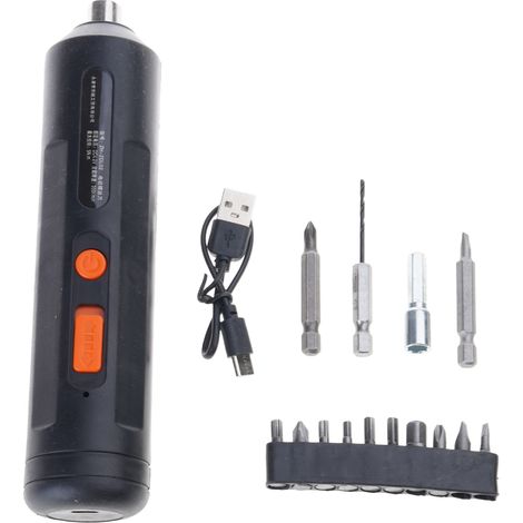 Tournevis électrique ergonomique, portable et compact. Batterie haute performance. Charge rapide en 2 heures. Embouts de tournevis inclus pour une utilisation polyvalente.