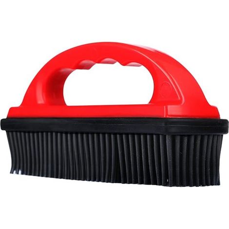Brosse pour animaux - Éliminateur de poils - Silicone - Peigne pour chiens - Peigne pour chats - Brosse démêlante - 15 x 5 cm - Rouge (1/5)