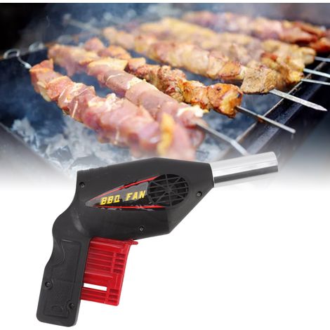 Ventilador portátil para barbacoas, camping, picnics y barbacoas. Resistente al calor, de plástico. Dimensiones: 18,5 x 16,7 x 5 cm. Peso: 148 g. Color: negro. (1/5)
