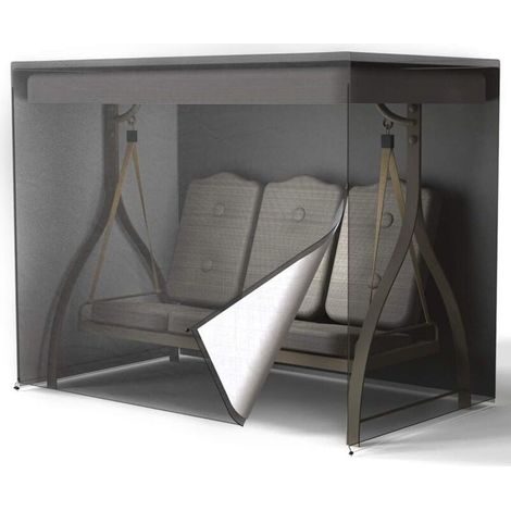 SABIR Housse Balancelle Jardin 3 Places Imperméable,Couverture Balançoire Anti-poussière,Bâche Protection en 210D Oxford 125 x 170 x 220 cm Noir (1pcs) (1/5)