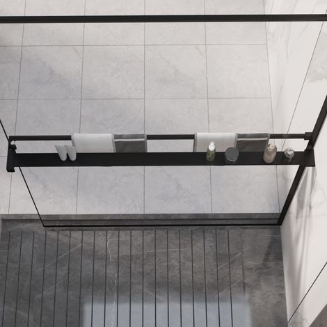 vidaXL Estante para pared de ducha aluminio negro 115 cm (1/5)