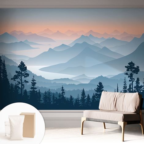 Newroom Tapete Dekorative Vliestapete mit Kleber Modern für Wohnzimmer Schlafzimmer Bergpanorama 312x219 cm (1/5)