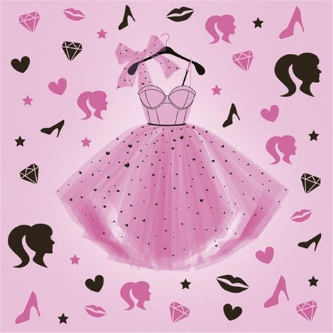 Tovaglioli con motivo abito da principessa rosa, 33x33 cm, 20 pezzi