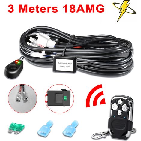 Kit de faisceau de câblage de barre lumineuse LED, Kit de télécommande sans fil à 2 fils, câble central 18AWG pour phares antibrouillard de voiture, travail de conduite, Fit 1 (1/5)