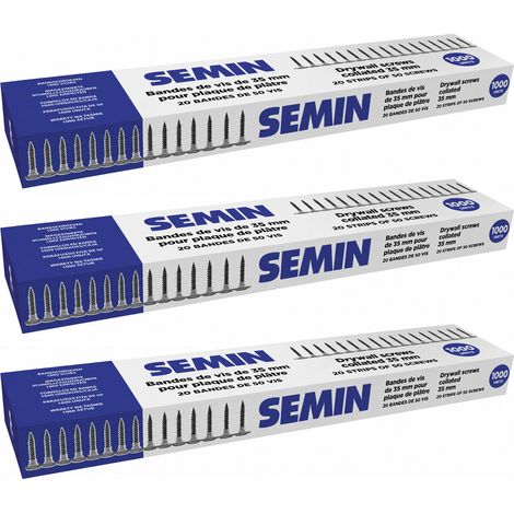 SEMIN Bandes de Vis TTPC 3,5 x 35 mm - 1000 pcs (20 Bandes de 50) - Auto-Perceuses - Compatible Visseuses Automatiques (Lot de 3) (1/5)