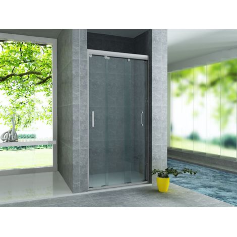 Aloni Nischentür 3-teilig 80x200 cm – Duschglas mit Schiebetüren, 8 mm ESG Sicherheitsglas, Nanobeschichtung, Duschtür Aloni 3-teilige Nischen-Schiebetür 8mm (80x200cm) (1/5)