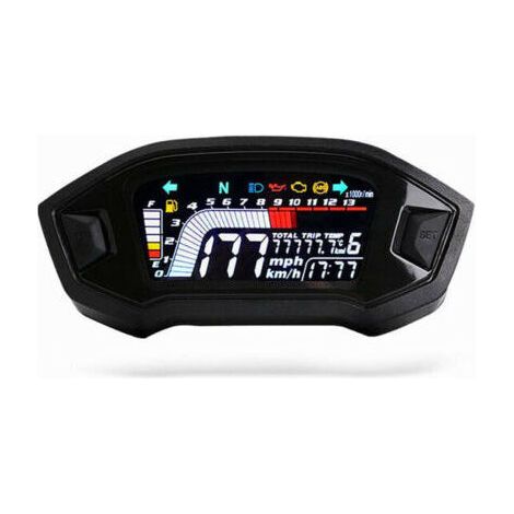 Tachymètre moto LCD numérique 199 km/h – Affichage de carburant 6 niveaux – Installation facile pour 1, 2, 4 cylindres – ABS résistant aux intempéries - MIN 199 KM (1/5)