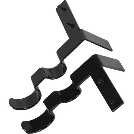 Lot de 2 supports de tringle à rideaux doubles en acier, supportant une charge de 9 kg (20 lb), montage facile, crochets pour tringle à rideaux pour la maison ou le bureau, noir (1/5)