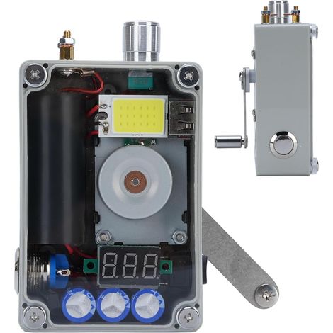 Générateur à Manivelle, Centrale électrique Portable avec Lumière COB, Allumage, Fonction USB, Alimentation de Secours pour Téléphone Portable Extérieur pour Urgence,Panne, Camping (1/5)