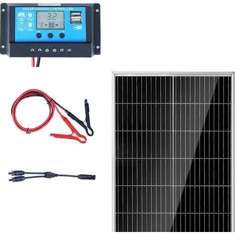 Mophorn 100 W monokristallines Solarpanel-Kit, 12 V monokristallines Solarpanel + Controller, 23 % Wirkungsgrad, IP68 wasserdicht für Wohnmobil, Boote, Camping, Off-Grid