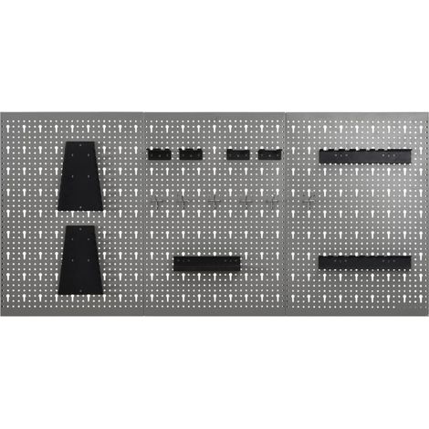 vidaXL Pannelli per Utensili a Parete 3 pz 40x58 cm Acciaio