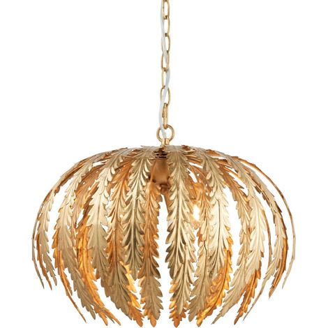 Endon Delphine - Ciondolo sferico a 3 luci con foglie floreali, vernice dorata, E14 (1/5)