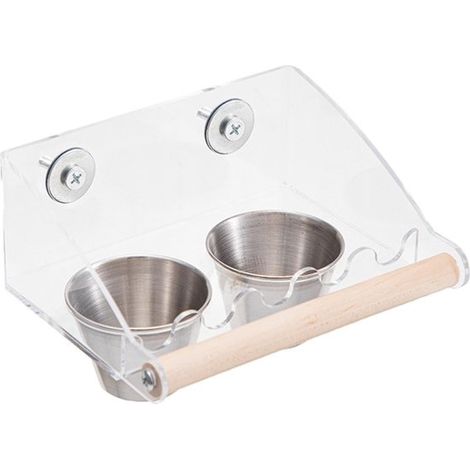 Comedero para pájaros con forma de jaula y percha, recipiente de metal para semillas fácil de limpiar ganchos seguros alimentar jaulas interior (1/5)