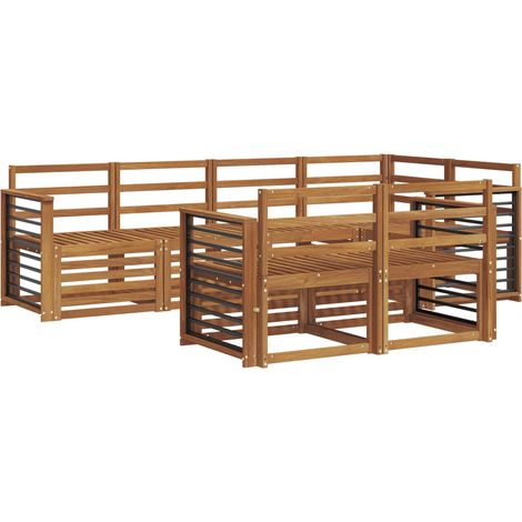 Sofa Sets 7 pcs Natural Solid Acacia Wood vidaXL