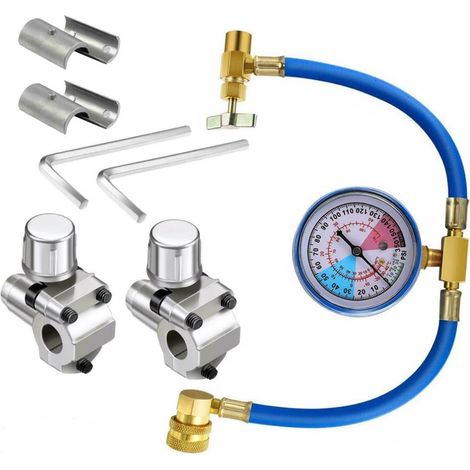 Tuyau de remplissage de réfrigérant R134a avec valve de perçage BPV31 pour réfrigérateur - Kits de valves de perçage de robinet avec manomètre pour réfrigérateur et climati (1/5)