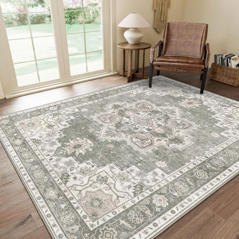 Alfombra persa vintage, 160 x 80 cm, terciopelo de poliéster suave, colores claro y lunar (1/5)