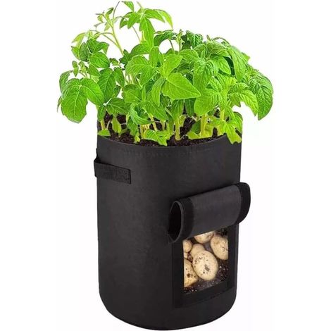 Kartoffelpflanzsäcke / Pflanzsäcke aus Stoff Atmungsaktive Pflanzsäcke für Tomaten, Gemüse und Obst Ausgestattet mit Griffen und Zugangsklappe (2 (1/5)