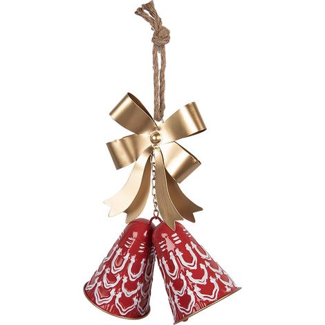 Suspension de Noël Cloche en Métal Rouge Décoration Festive à Suspendre 26 x 10 x 29 cm - PANGIVO (1/3)
