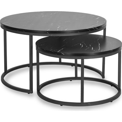 Juego de mesa de centro Mauro MAX de 60 cm/80 cm, mármol negro, estilo moderno y glamuroso. (1/5)