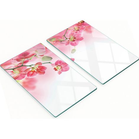 Tablas de cocina de vidrio templado con estampado de orqu铆deas tropicales, 2 x 30 x 52 cm. (1/5)