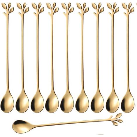 Tenedores de postre y fruta de acero inoxidable dorado, juego de 8, vajilla, cubertería, cucharas de café especiales de 12 cm (1/5)