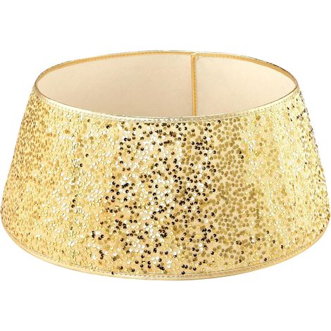 Collier de Sapin à Paillettes, Jupe de Noël 20×40×60cm, Rond, Couverture de Base d'Arbre pour Décorations, Doré