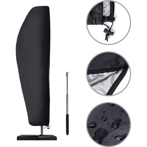 Schutzhülle für Garten-Ampelschirme, Schutzhülle für Sonnenschirme mit Teleskopstange, 420D Oxford-Gewebe, wasserdicht, UV-beständig, winddicht, 280 x 30 x 80/46 cm (1/5)