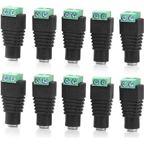 10 pièces connecteurs femelles d'alimentation cc prise 5.5x2.1mm adaptateur Jack connecteur d'alimentation pour bande lumineuse Led 3528 5050 5630 5730 (1/5)