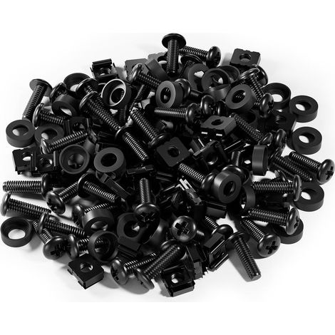 M6 Screws M6 x 20mm Patch Panel Screws Server Enclosure Steel Mounting Kit for Network Cabinets (50 Pack) Black (1/5)