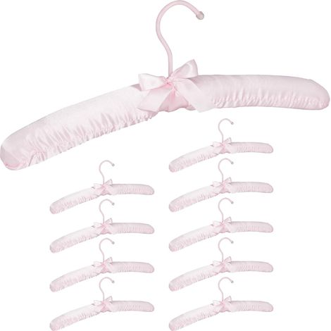 Set de 10 Cintre en satin, Crochet rotatif 360°, Rembourré doux, Nœud décoratif, Pour robes et vestes (1/5)