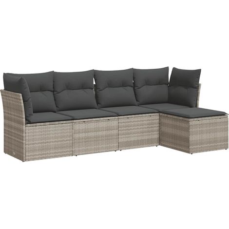 Maison Exclusive - Set de sofás jardín y cojines 5 pzas ratán sin (1/5)
