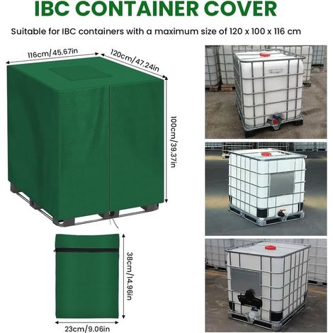 Bache pour Cuve 1000L, Housse Cuve Anti UV Imperméable, Anti-Poussière Bache de Reservoir d'eau, 210D Réservoir d'eau Couvercle, Couverture Container Réservoir IBC, Bouchon Cuve a Eau Bâche (1/5)