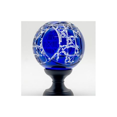 Boule de rampe cristal bleu Mousson pied noir