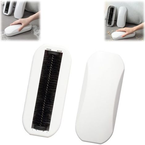 Kit de cepillo giratorio portátil blanco de 2 piezas para limpiar manteles, camas, ropa y sofás. (1/5)