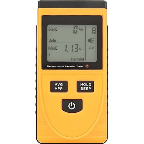 Compteur Geiger- Détecteur de Rayonnement Electromagnétique EMF Portable avec Alarme Sonore et Lumineuse Testeur de Rayonnement de Champ Magnétique LCD Numérique (1/4)
