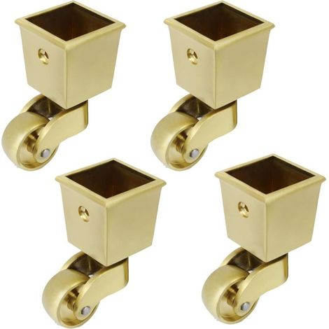 Rotelle in ottone massiccio, rotelle girevoli per mobili in stile antico lucido a coppa quadrata, rotazione a 360°, silenziose, scorrevoli, per gambe di pianoforte, divani, mobili vintage, capacità (1/5)