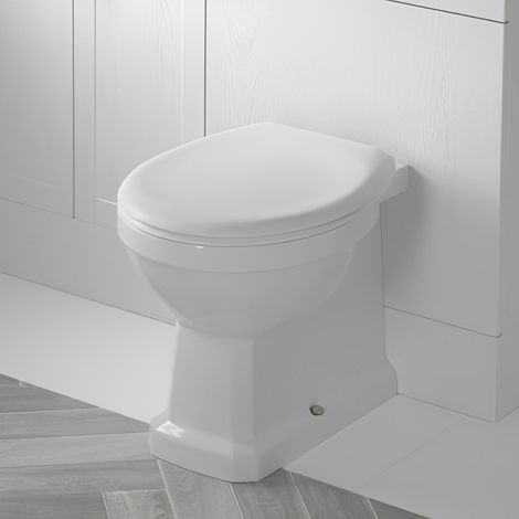 Signature Aphrodite Comfort Height Back to Wall Toilet - Soft Close Satin White Seat with Chrome Hinges