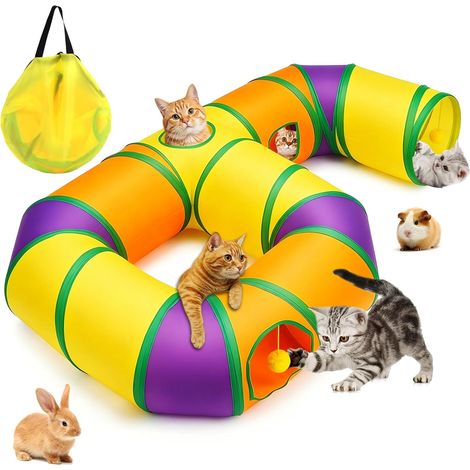 Túnel de juguete para gatos de interior, juguetes para gatos, juego para gatitos, juego de interior, túnel para gatos, juguete interactivo para gatos, túnel plegable grande para perros, conejos, gatos