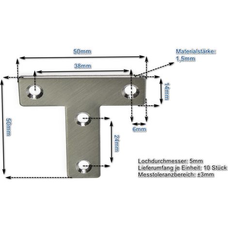 Edelstahl T-Verbinder 50 x 50 x 14 mm VE 10 Stück
