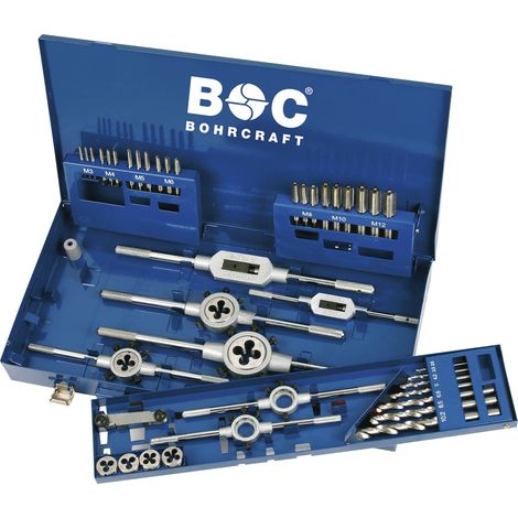 BOHRCRAFT Gewindeschneidsatz GW 12 DIN 352 HSSG M3-M12 44-tlg. (1/2)