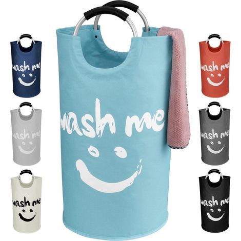 Faltbarer Wäschekorb 115L XL mit Aluminiumgriffen, Blau (1/5)