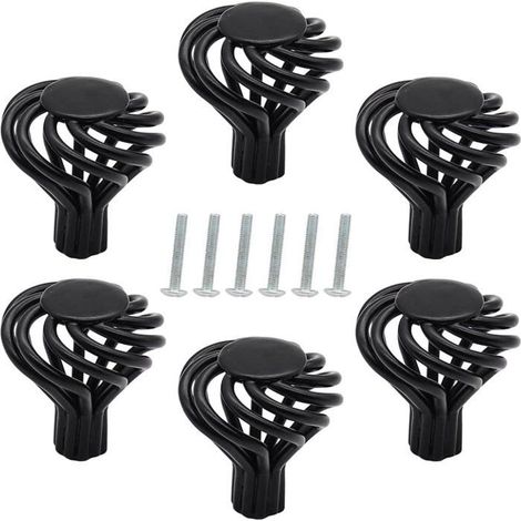 Lot de 6 boutons de meuble, poignées de tiroir creuses en spirale, boutons pour salle de bain, placards et portes (1/4)