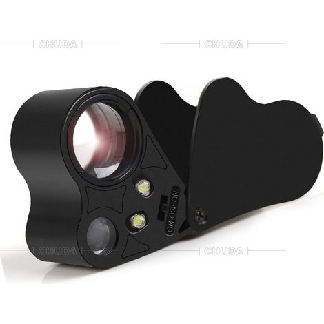 BEBUSINGOTO Lupa de joyero iluminada 30X 60X, lupa de joyería plegable para gemas, joyas, monedas, sellos, etc. (1/3)