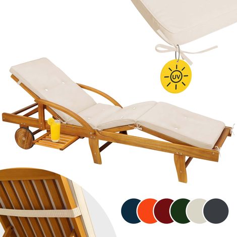 Detex Coprisdraio simil-lino fascia di sostegno 4 sezioni coprisedia sdraio imbottitura cuscino sdraie Crema (1/5)