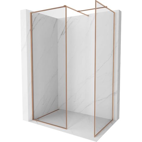 Mexen Kioto-F Duschabtrennung Walk-in mit Rahmen 170 x 70 cm, transparent 8 mm, gebürstetes Kupfer - 800-170-202-04-65-070